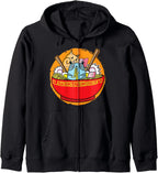 Anime Cat Japanese Ramen Noodles I Funny Ramen Zip Hoodie