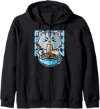 Cat Ramen Bowl Kawaii Neko Anime Japanese Noodles Zip Hoodie
