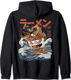 Great Ramen of Kanagawa Japanese Food Kaiju Kawaii Ramen Zip Hoodie