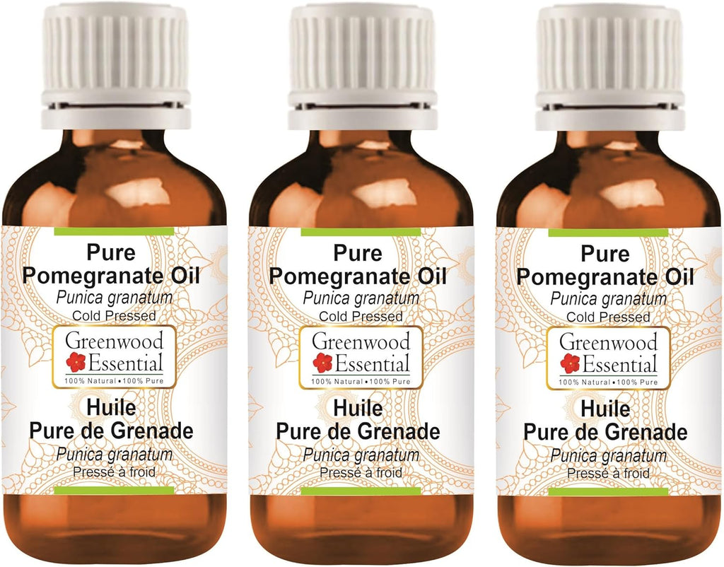 Greenwood Essential Pure Pomegranate Oil (Punica granatum) Cold Pressed (Pack of Three) 100ml X 3 (10 oz)