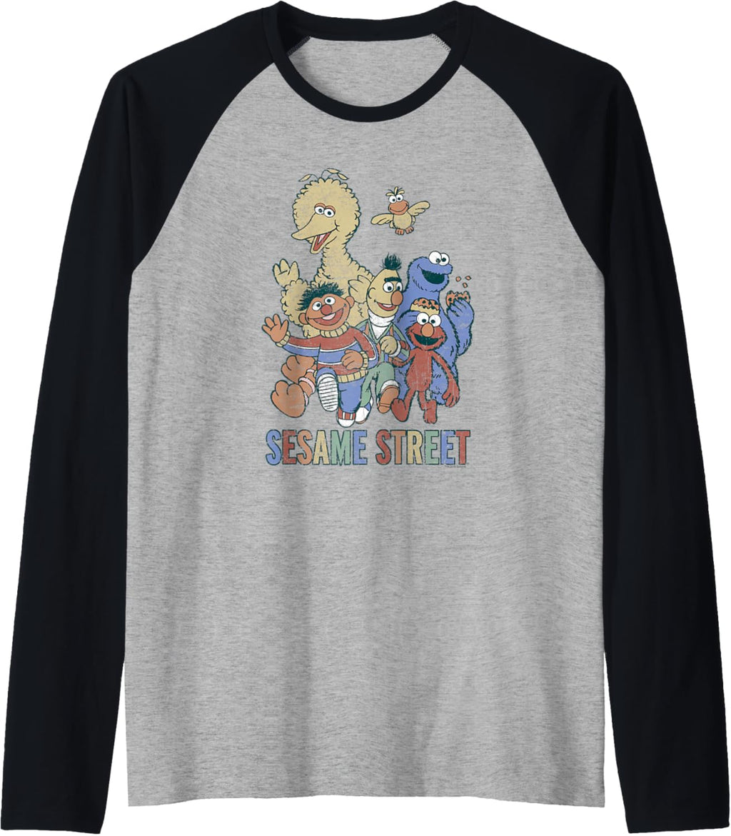 Sesame Street Colorful Group Raglan Baseball Tee