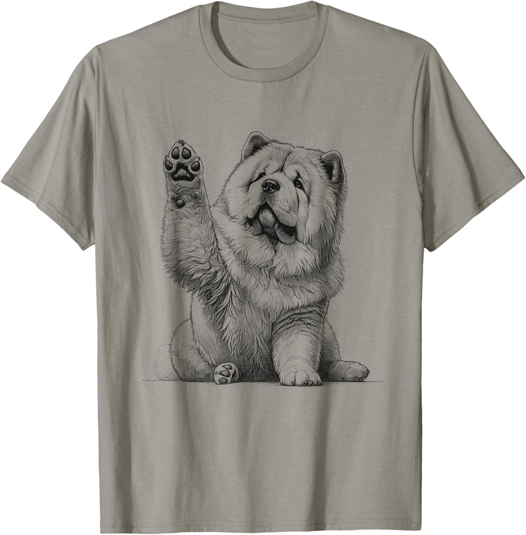 Cute Chow Chow Dog Raising Paw Design T-Shirt