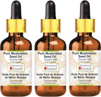 Greenwood Essential Pure Muskmelon Seed Oil (Cucumis melo) with Glass Dropper Cold Pressed (Pack of Three) 100ml X 3 (10 oz)