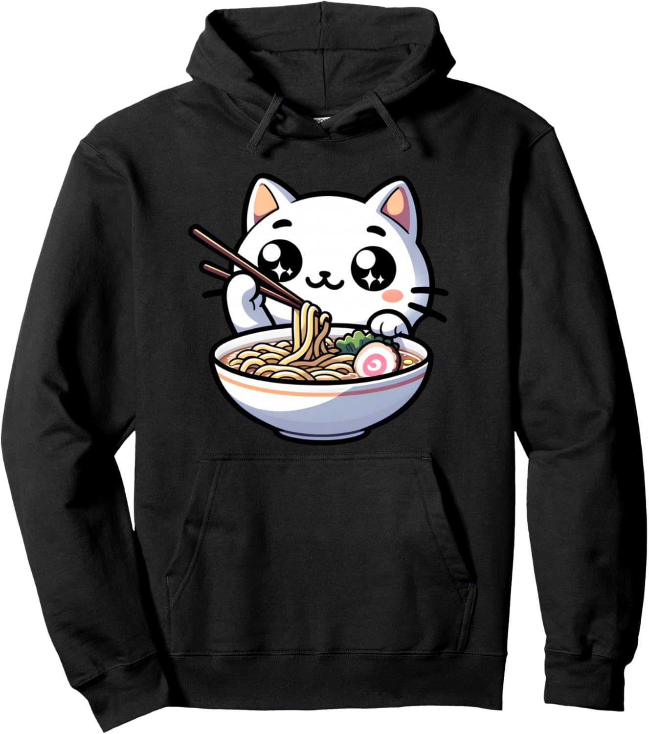 Ramen Noodles Cat Kawaii Anime Cute Japanese Kawaii Neko Pullover Hoodie