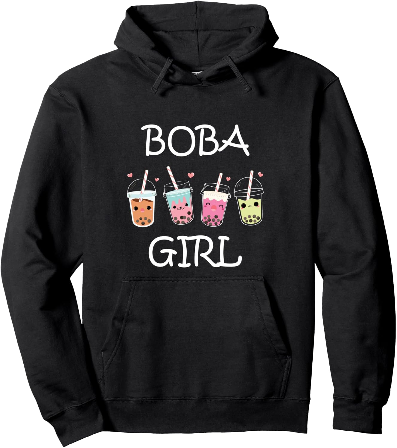Cute Boba Girl Kawaii Bubble Tea Girls Teens Women Pullover Hoodie
