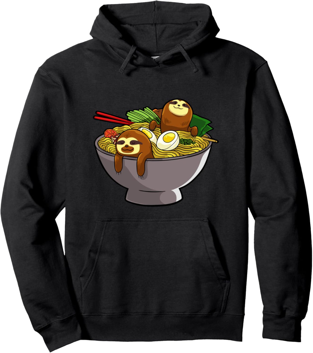 Cute Anime Sloth Pullover Hoodie Kawaii Japanese Noodles