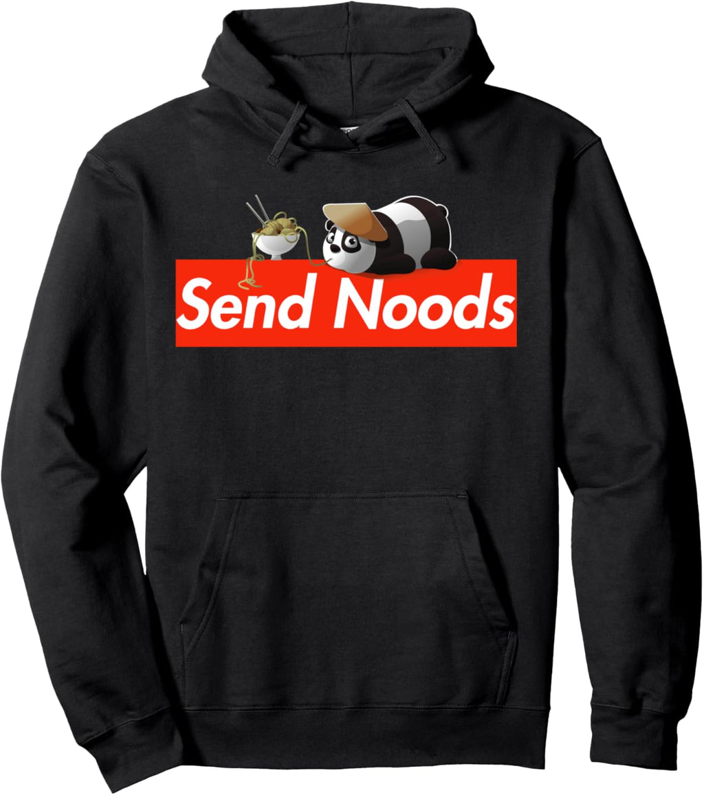 Send Noods Funny Kawaii Panda Eating Pho Ramen Soup Noodle Pullover Hoodie