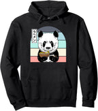 Panda Eating Ramen Noodle Soup Funny Anime Manga Lover Retro Pullover Hoodie