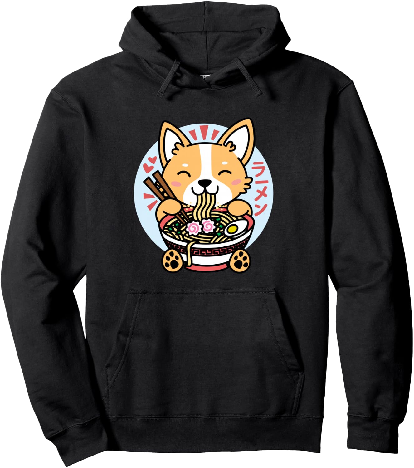 Kawaii Ramen Anime Dog Corgi Japanese Noodles Pullover Hoodie