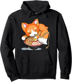 Ramen Noodles Fox Lover Kawaii Japanese Anime Pullover Hoodie