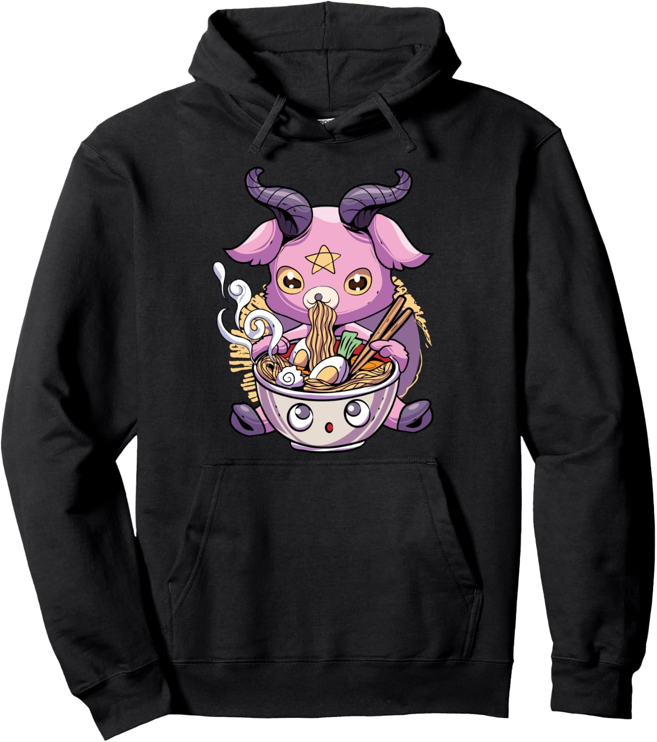 Pastel Goth Baphomet Ramen Noodles Japan Food Satanic Goat Pullover Hoodie