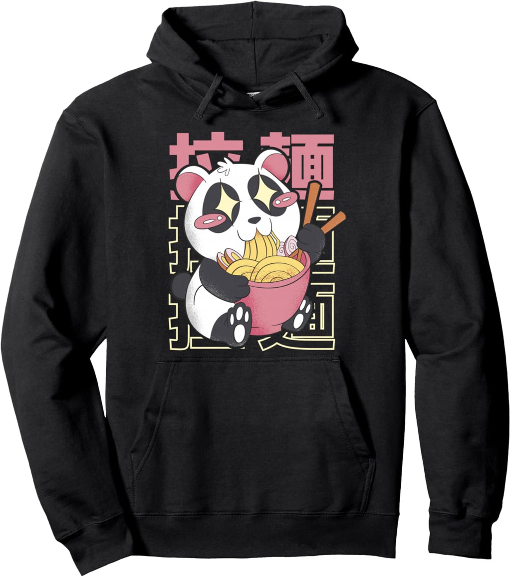 Kawaii Panda Eating Ramen Noodles Japanese Girls Teen Anime Pullover Hoodie