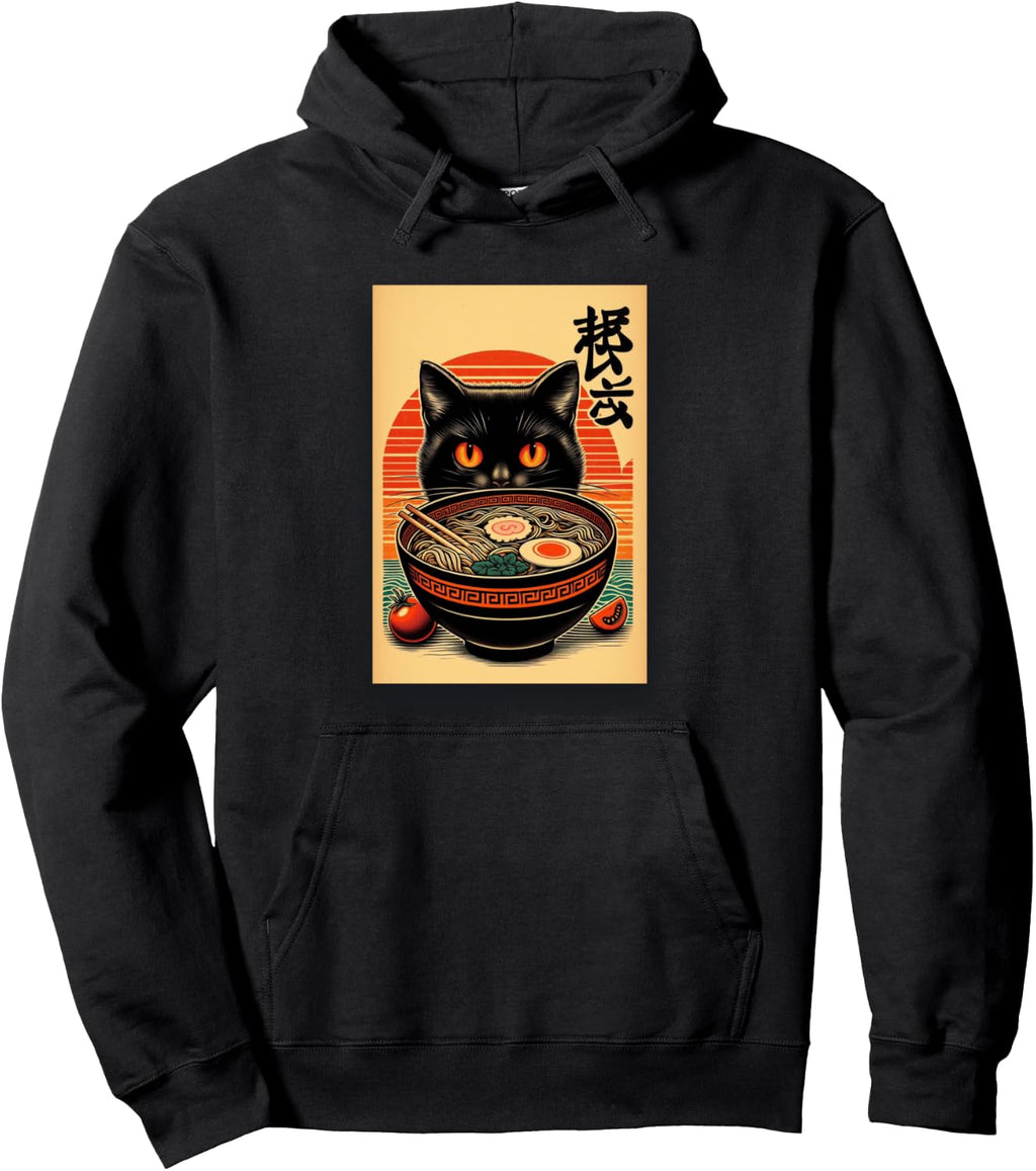 Cat Eating Ramen, Cat Lover, Japanese Noodles, Ramen Fan Pullover Hoodie