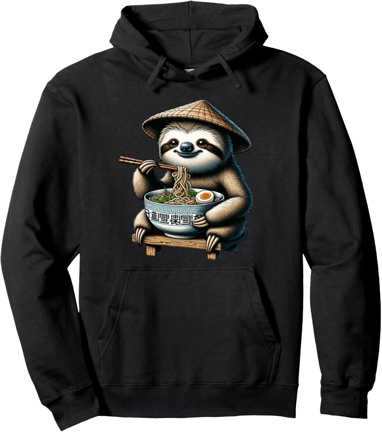 Funny Sloth Eating Ramen Noodles Kawaii Japanese Anime Men Pullover Hoodie