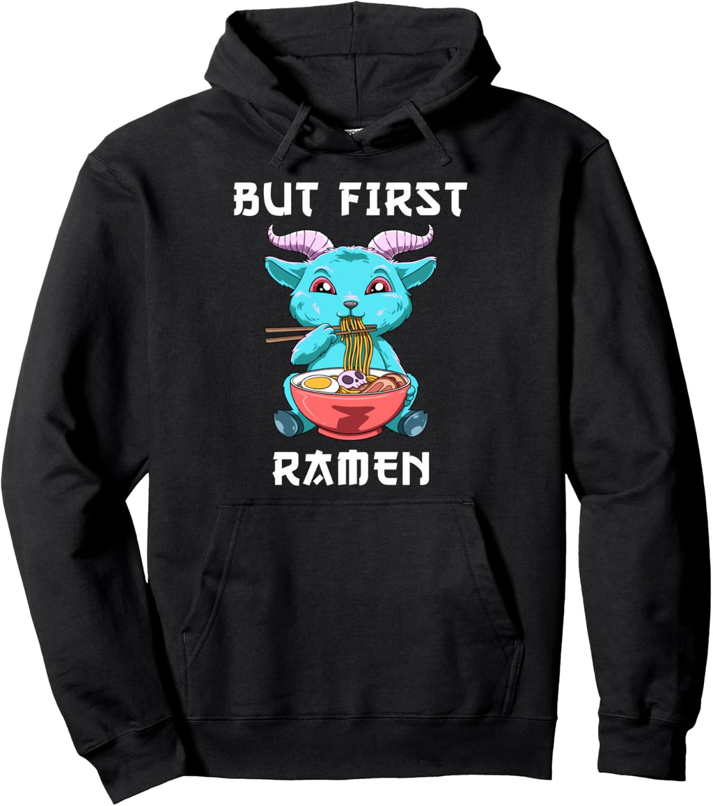 But First Ramen Baphomet Anime Noodle Soup Pullover Hoodie