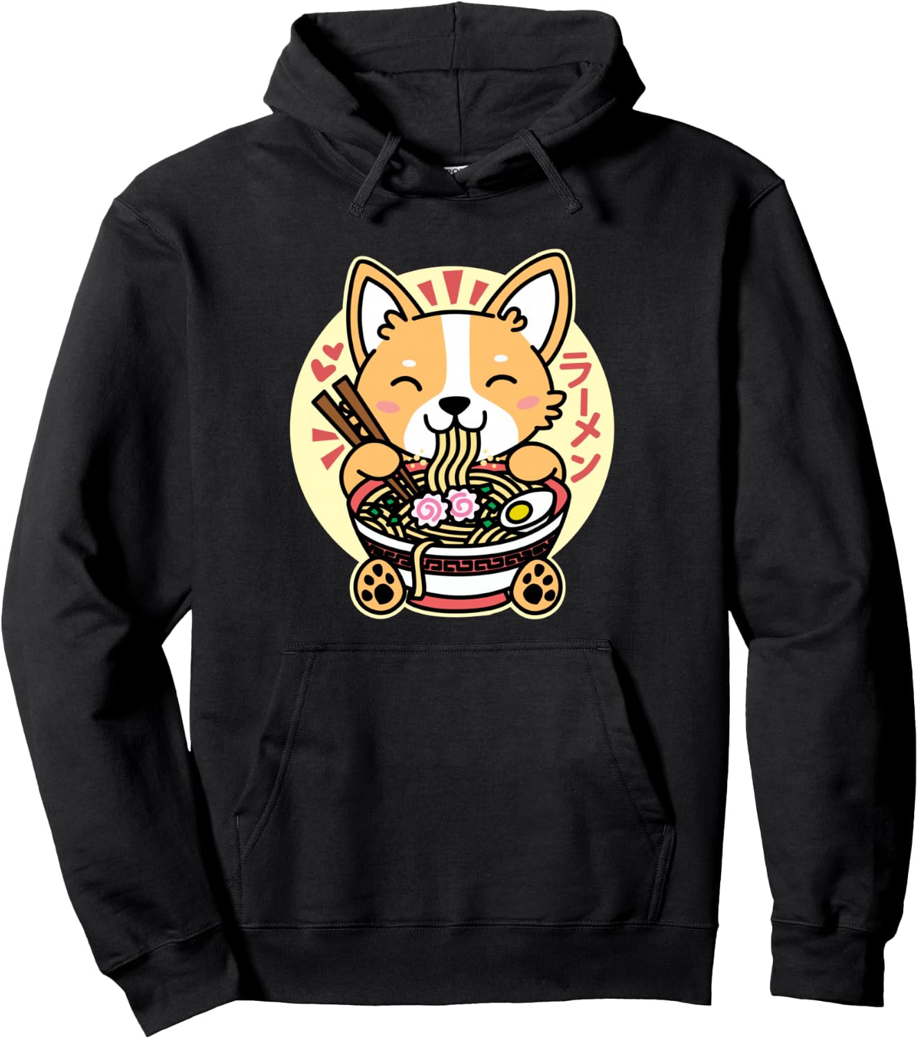Kawaii Ramen Cute Anime Dog Corgi Japanese Noodles Pullover Hoodie