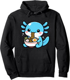 Kawaii Axolotl Ramen Noodles Japanese Cute aesthetic Anime Pullover Hoodie