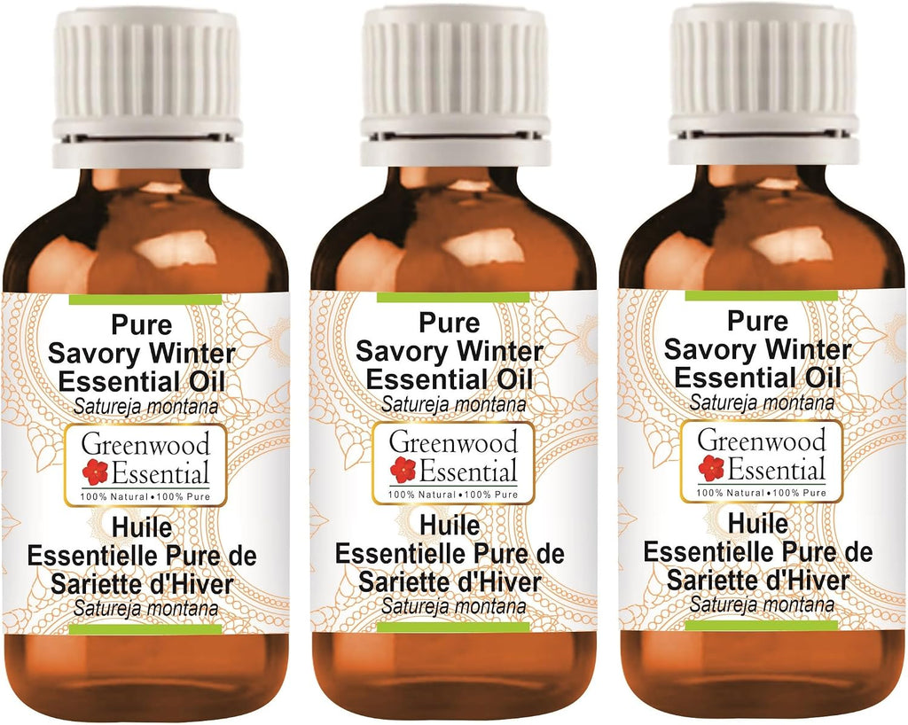 Greenwood Essential Pure Savory Winter Essential Oil (Satureja Montana) Steam Distilled (Pack of Three) 100ml X 3 (10 oz)