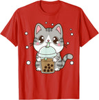 Cat Boba Bubble Tea Cute Kawaii Anime Teen Girl Kids Graphic T-Shirt