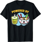 Powered By Bubble Tea Ramen Drink Lover Cute Kawaii Boba T-Shirt