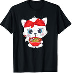 Kawaii Anime Cat Japanese Ramen Noodles Anime Neko Lover T-Shirt