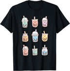 Cute Kawaii Boba Anime Bubble Tea Pastel T-Shirt Small