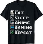 Eat Sleep Anime Gaming Repeat Kawaii Otaku Anime Manga T-Shirt