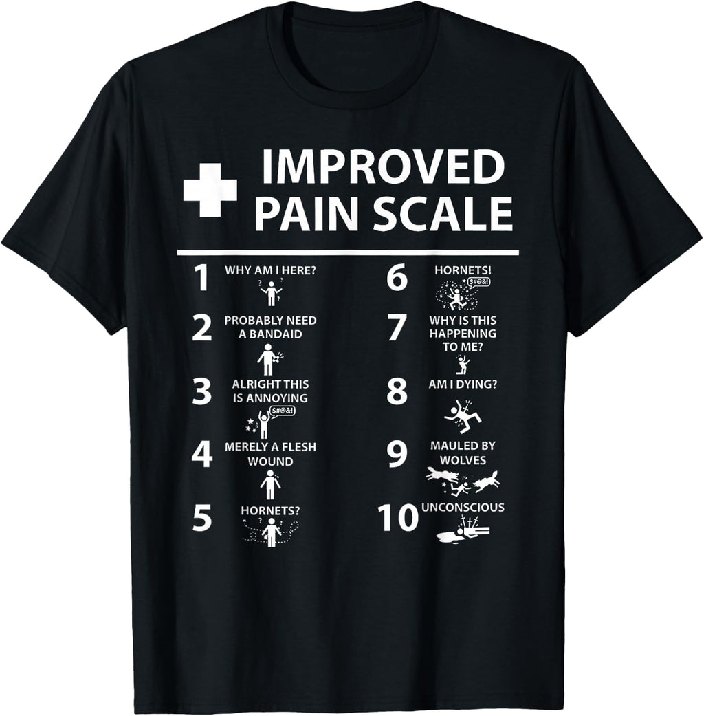 Improved Pain Scale Healthcare Nurse Pain Level Chart Doctor T-Shirt