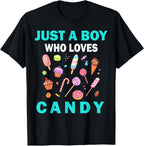 Cute Just A Boy Who Loves Candy Sweets Men and Boys T-Shirt