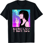 Japanese Vaporwave Aesthetic Sad Face Anime Girl T-Shirt