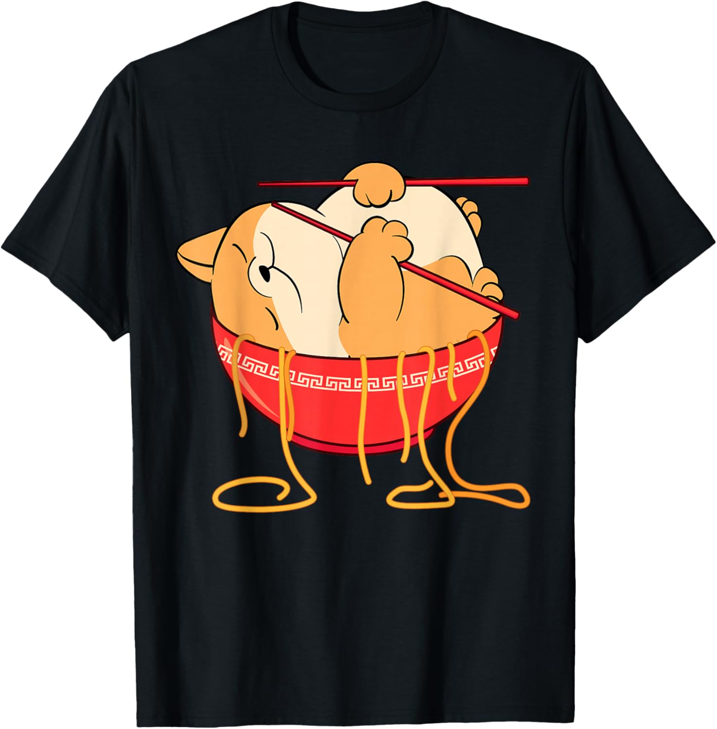 Cute Kawaii Anime Cat Loves Japanese Ramen Noodle Soup T-Shirt