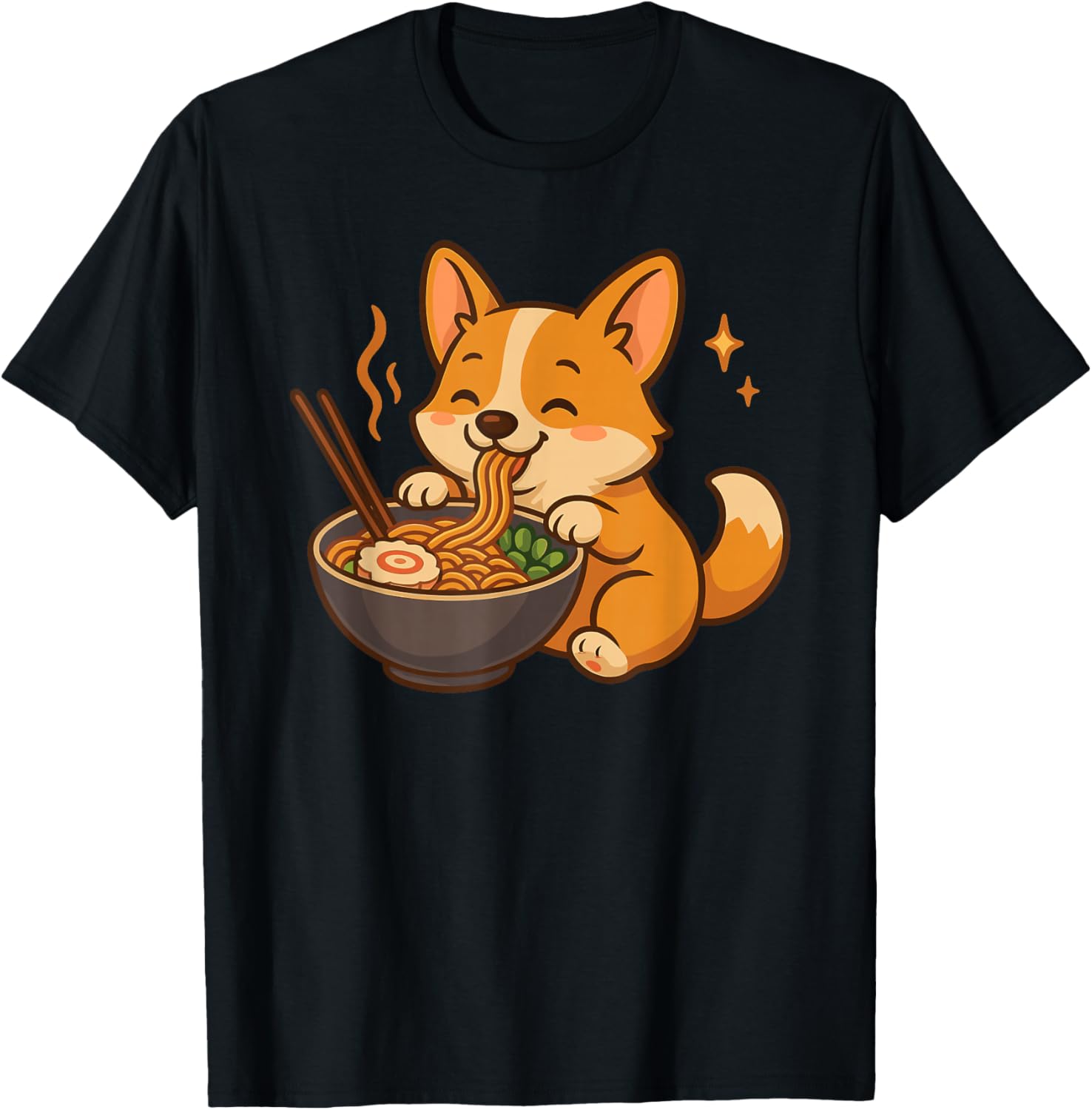 Corgi with Noodles Ramen Kawaii Dog T-Shirt