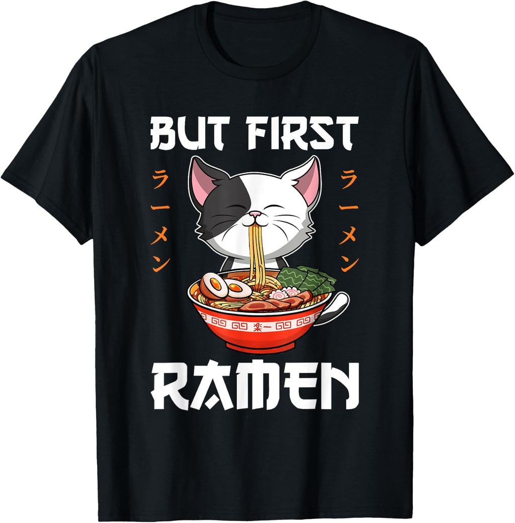 Kawaii Neko Ramen Lover Japanese Noodle Anime T-Shirt