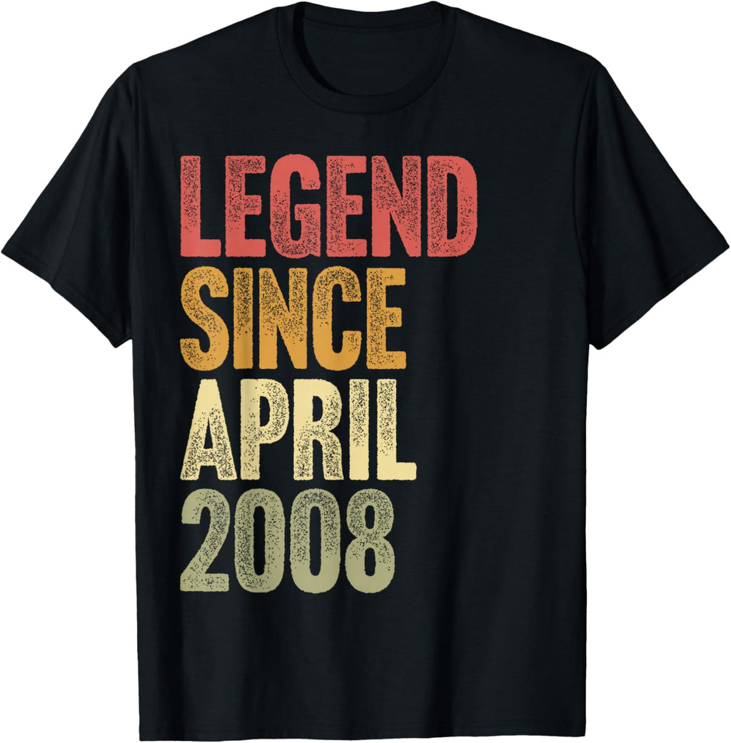 18 Year Old Legend Since April 2008 Retro 18th Birthday T-Shirt