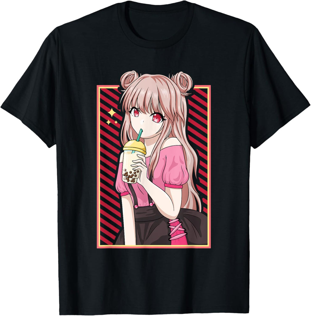 Kawaii Anime Girl Boba Bubble Milk Tea Lover Gift Idea T-Shirt