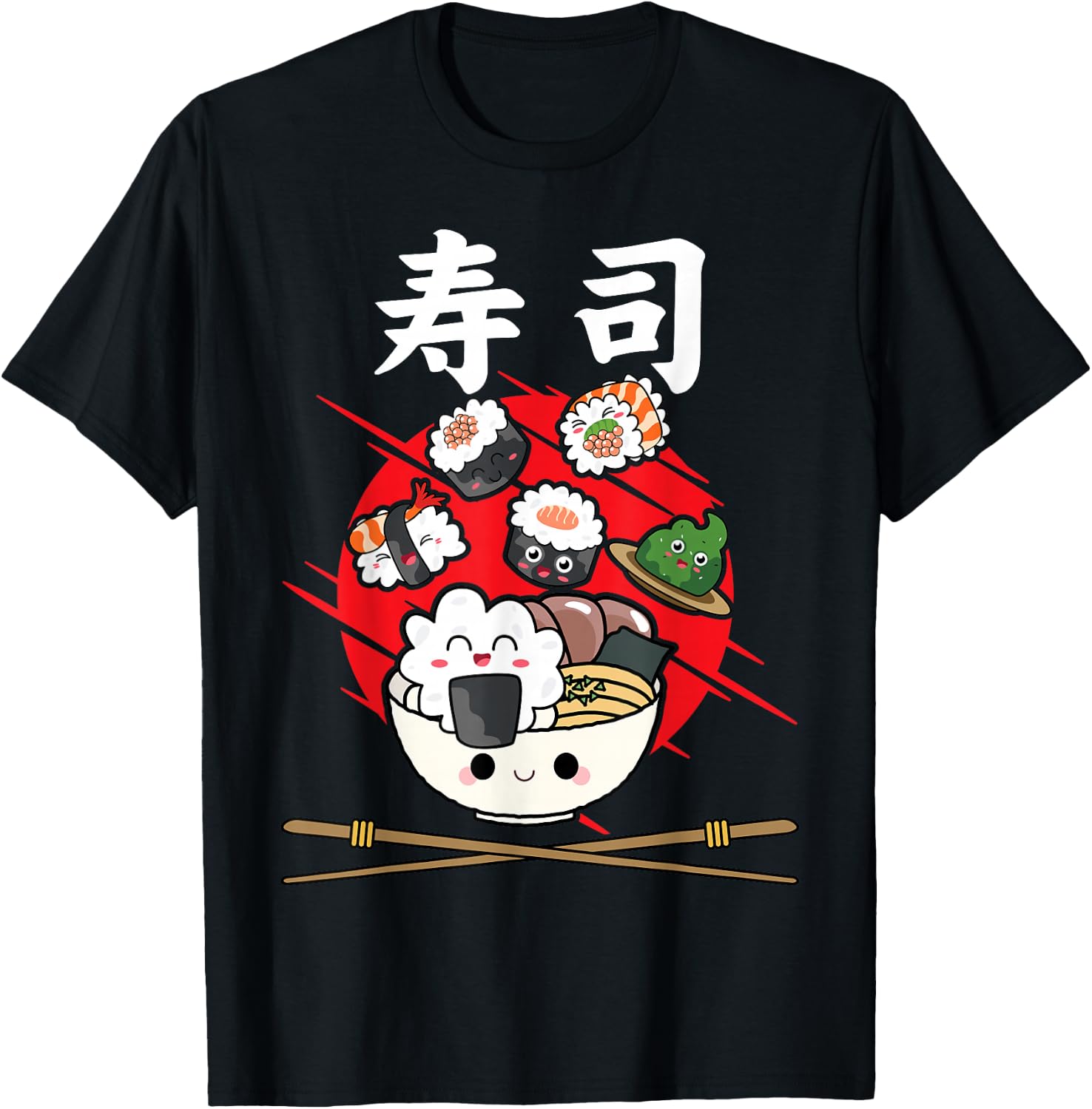 Funny Kawaii Sushi Japanese Food Anime Rice Japan Art Tee T-Shirt