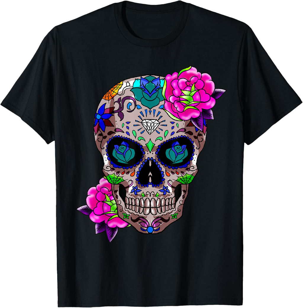 Sugar Skull Day of The Dead Cool Bone Head Skulls Gift Idea T-Shirt