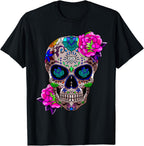 Sugar Skull Day of The Dead Cool Bone Head Skulls Gift Idea T-Shirt
