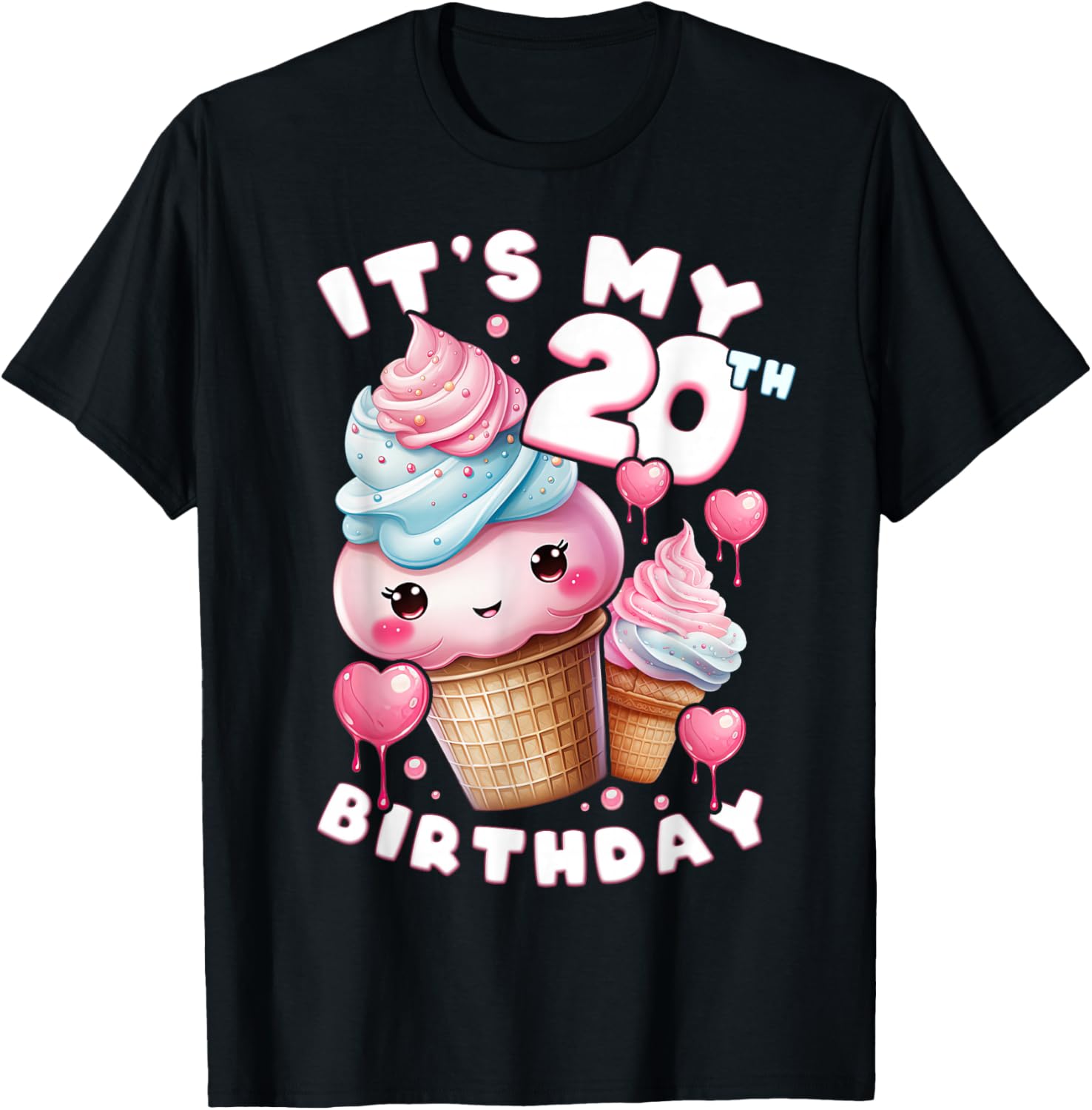 20th Birthday Girl 20 Years, Ice Cream, Number 20 T-Shirt