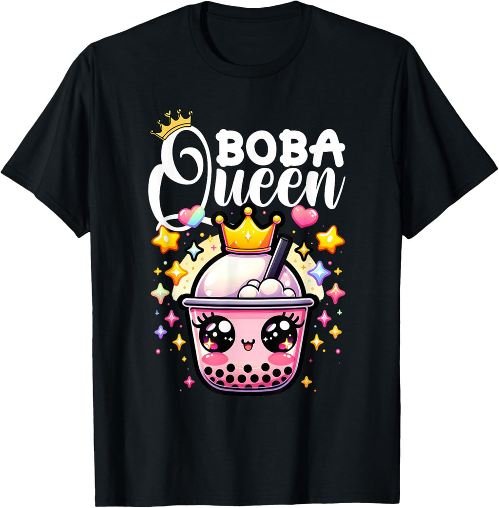 Boba Queen For Teen Girls Boba Bubble Tea Kawaii Japanese T-Shirt