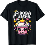 Boba Queen For Teen Girls Boba Bubble Tea Kawaii Japanese T-Shirt