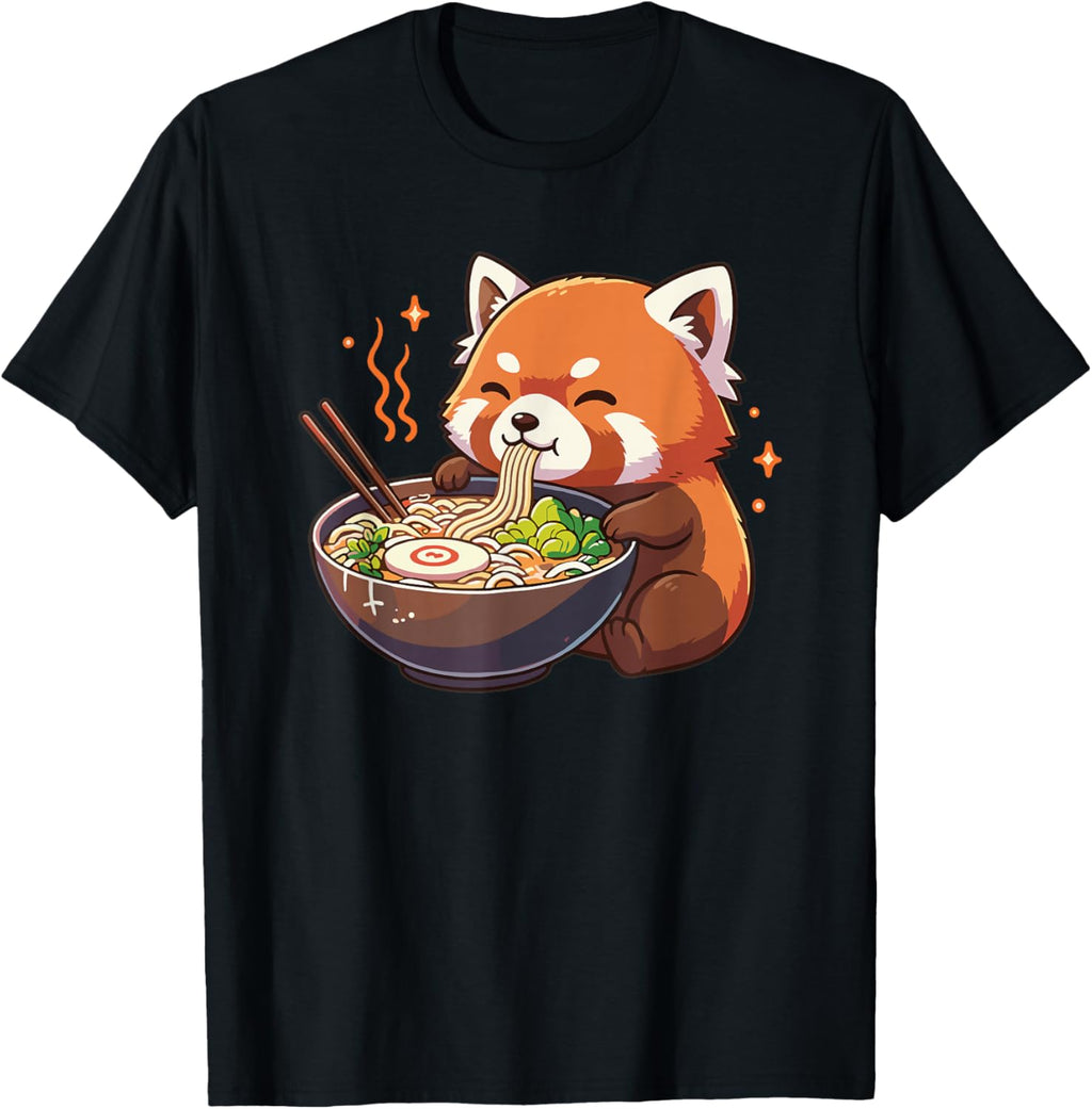 Red Panda with Noodles Ramen Kawaii Red Panda T-Shirt
