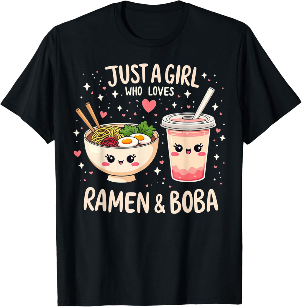 Just A Girl Who Loves Boba and Ramen Bubble Tea Japanese T-Shirt