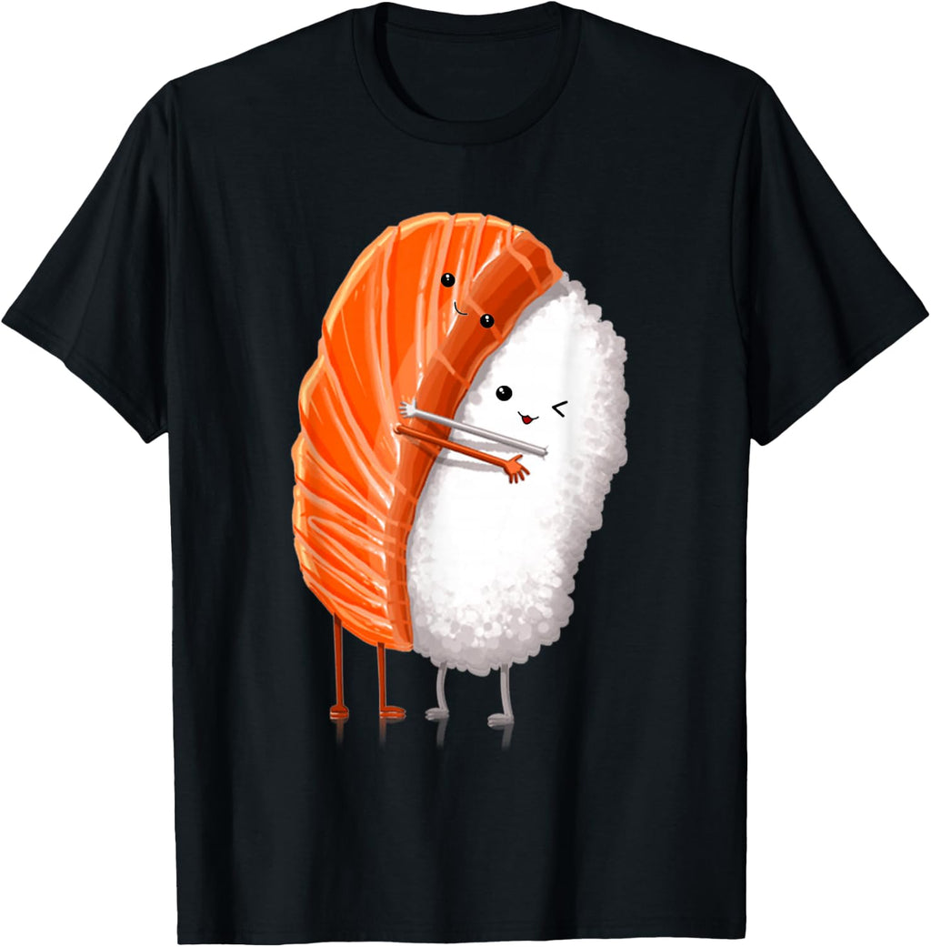 Funny Sushi Hugging Salmon Cute Japanese Sushi Kawaii Food T-Shirt