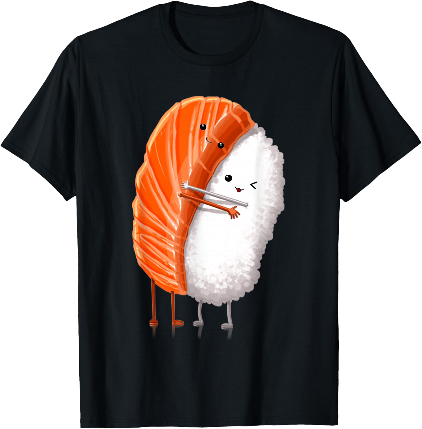 Funny Sushi Hugging Salmon Cute Japanese Sushi Kawaii Food T-Shirt