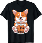 Corgi Dog Bubble Boba Tea Anime Cute Kawaii Corgi Dog T-Shirt