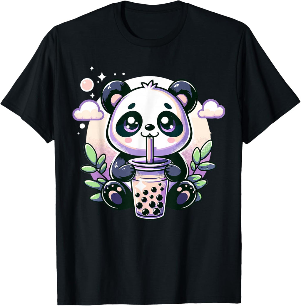 Kawaii Panda Anime Boba Drink Bubble Tea Kids Teen Girl Boy T-Shirt