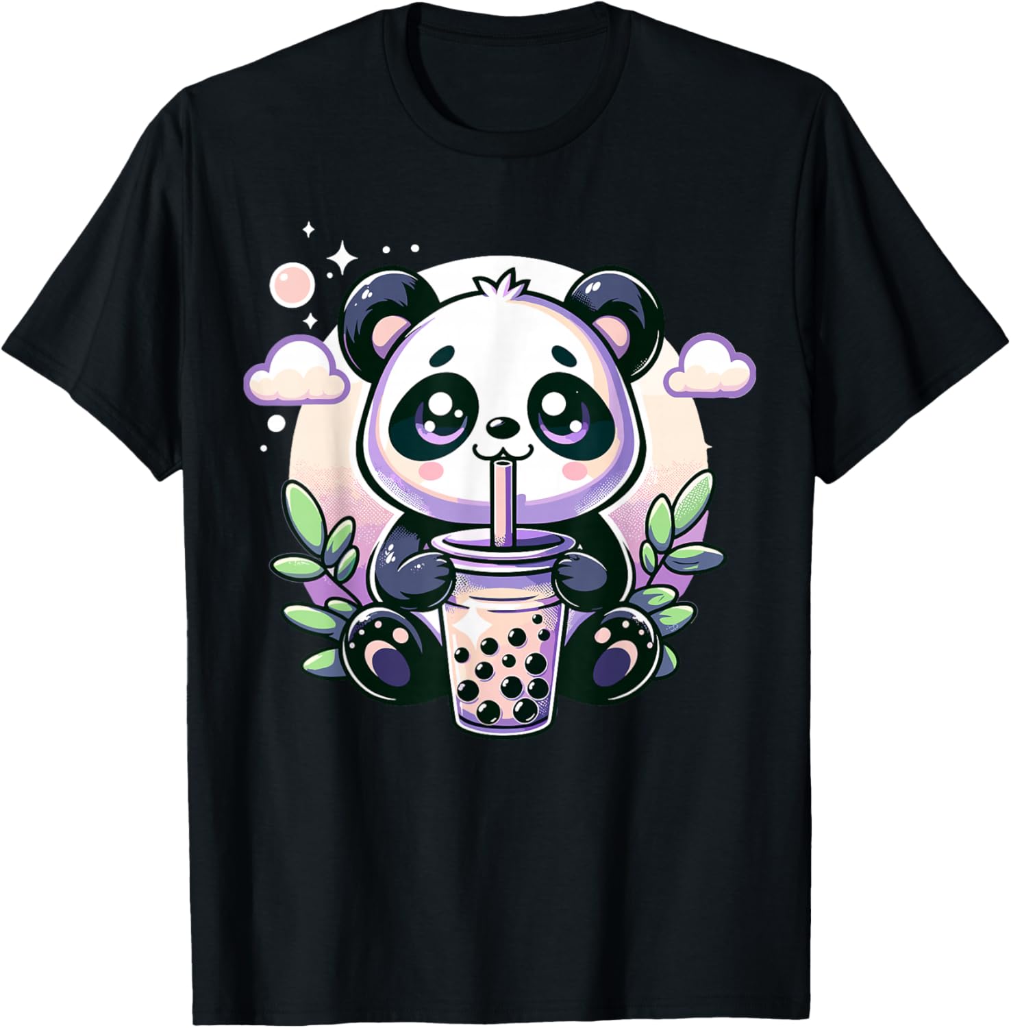 Kawaii Panda Anime Boba Drink Bubble Tea Kids Teen Girl Boy T-Shirt