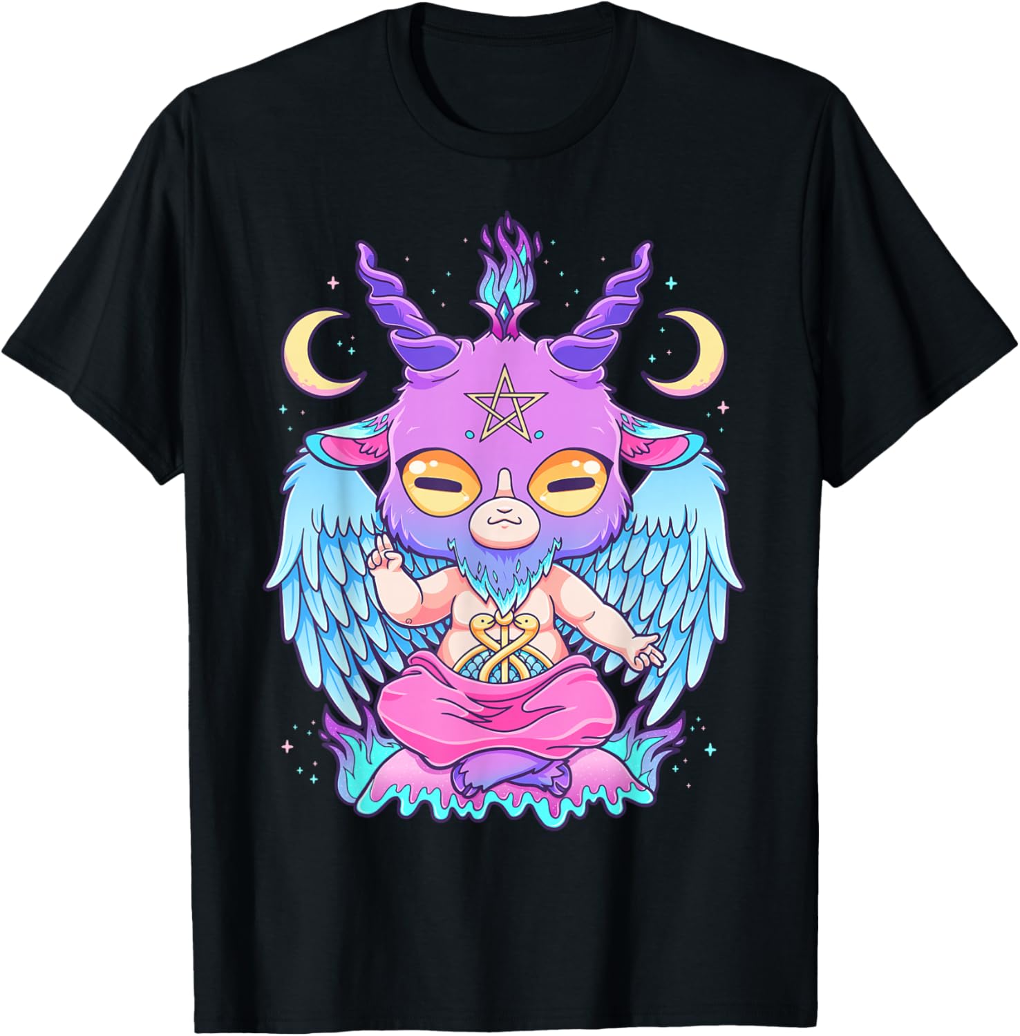 Pastel Goth Cute Creepy Baphomet Goat Kawaii Menhera Wiccan T-Shirt