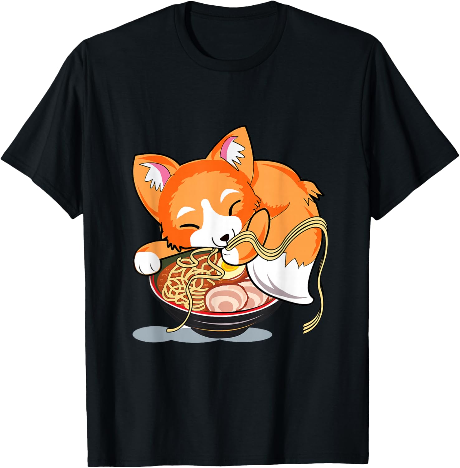 Ramen Noodles Fox Lover Kawaii Japanese Anime T-Shirt